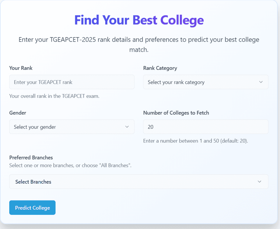 EAMCET College Predictor